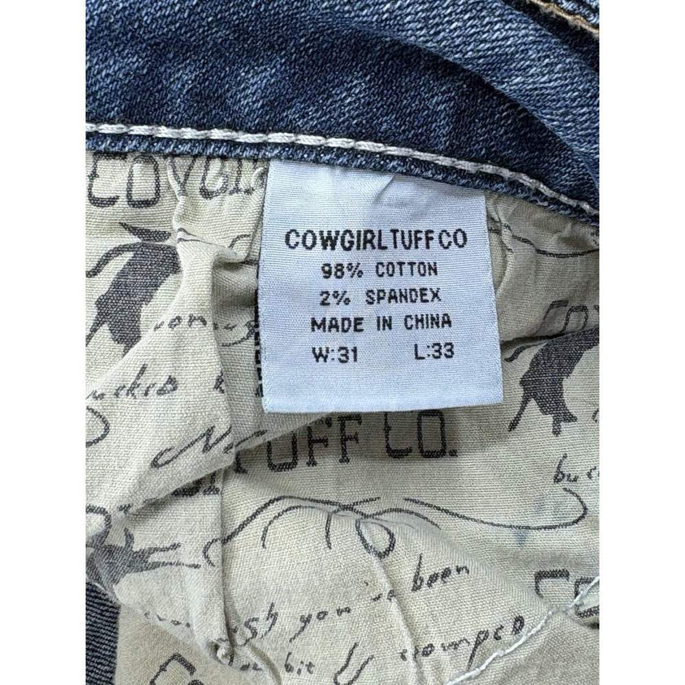 Cowgirl Tuff Don't Fence Me In Bootcut Jean Womens 31 Blue Saddle Stitch Western - Picture 7 of 11